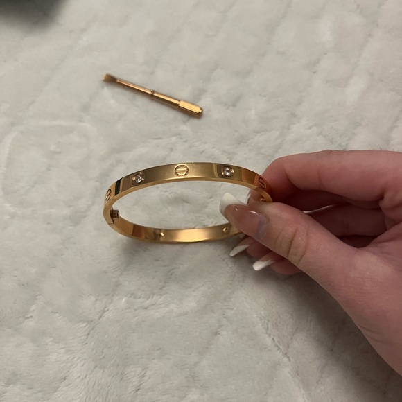 Rose Gold Love-Style Bracelet With Diamonds - Picture 6 of 8